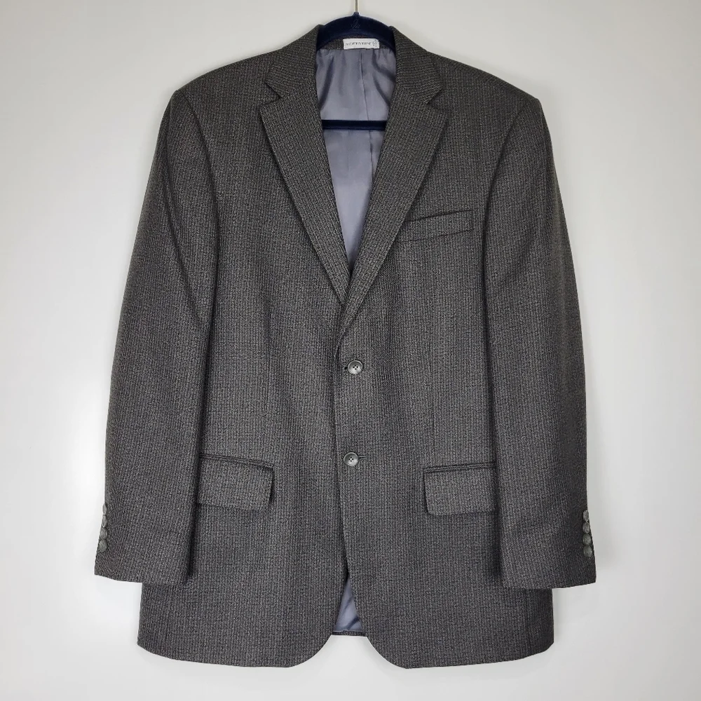 Geoffrey Beene Men's Textured Gray Black Brown Blazer 2 Button Size 42R